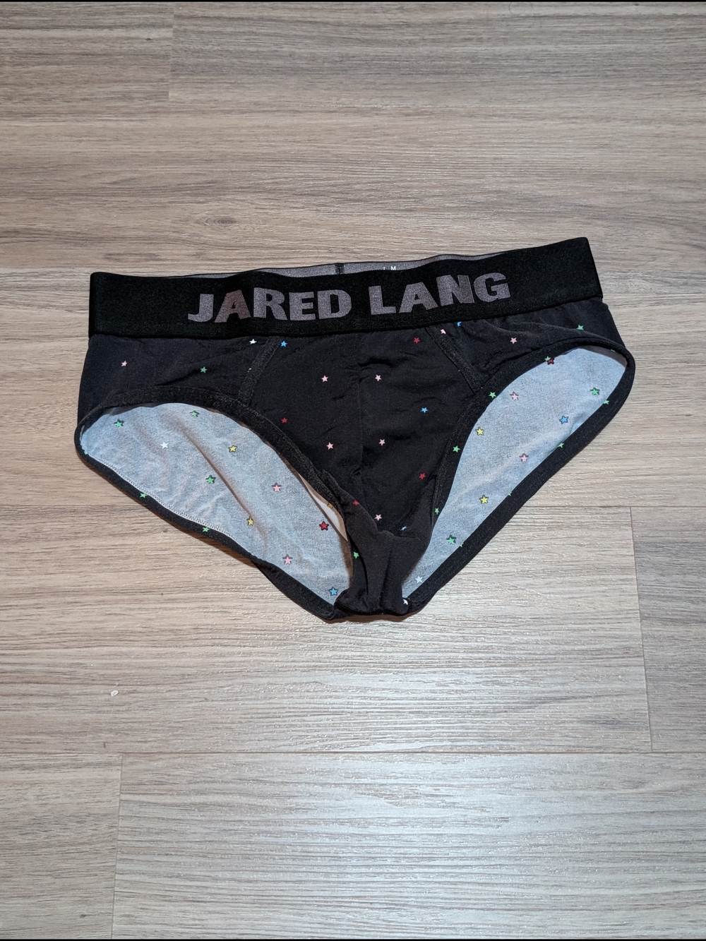 Jared Lang Black Briefs with Multicolor Stars